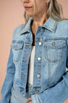 Denim Oversized Cropped Jacket - Light
