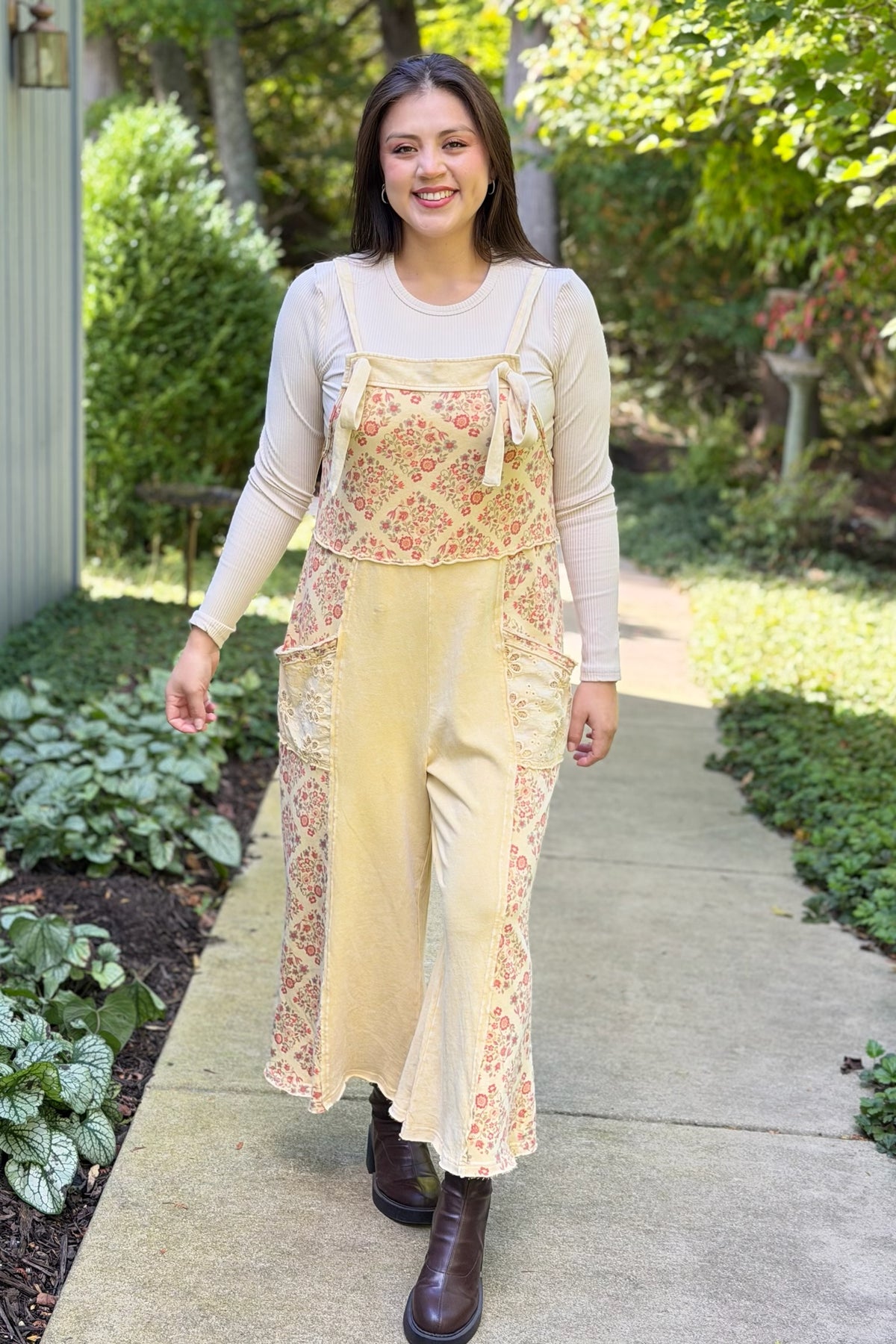 Patchwork Floral Jumpsuit - Butter