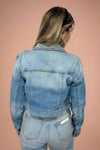 Denim Oversized Cropped Jacket - Light
