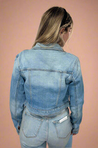 Denim Oversized Cropped Jacket - Light