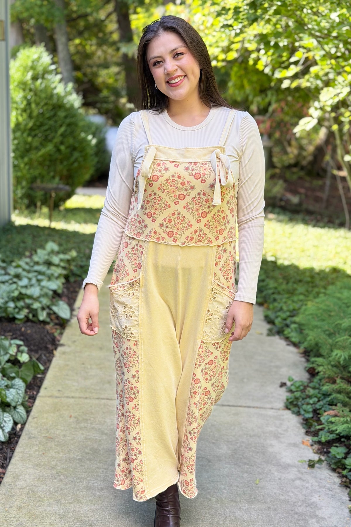 Patchwork Floral Jumpsuit - Butter