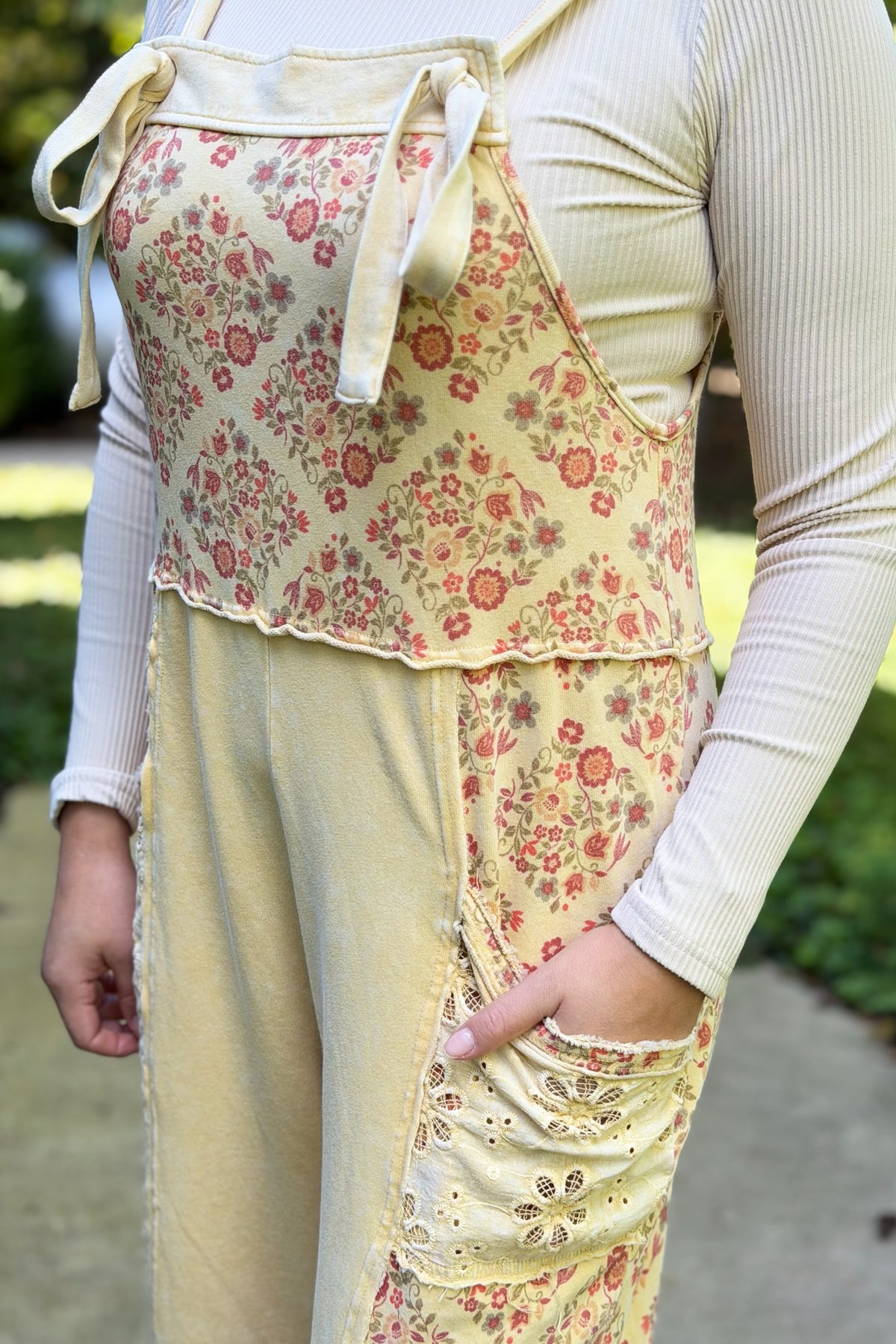 Patchwork Floral Jumpsuit - Butter