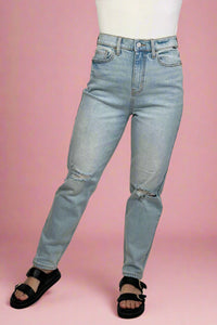 High Rise Mom Jean - Light Wash