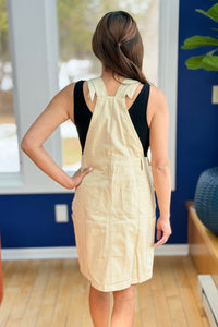 Buttoned Overall Dress - Beige