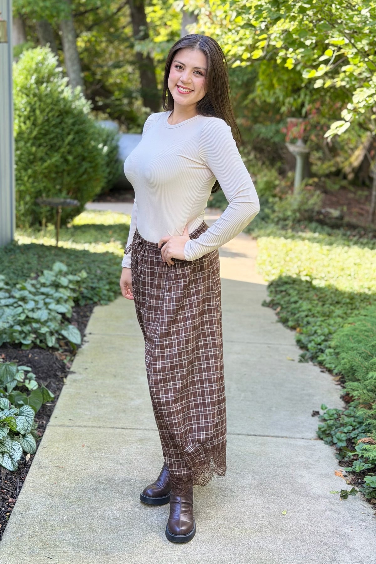Flowy Plaid Wide Balloon Leg Pants
