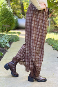 Flowy Plaid Wide Balloon Leg Pants