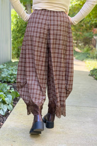 Flowy Plaid Wide Balloon Leg Pants