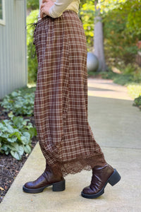 Flowy Plaid Wide Balloon Leg Pants