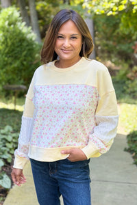 Floral Patchwork Sweatshirt - Cream