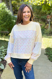 Floral Patchwork Sweatshirt - Cream