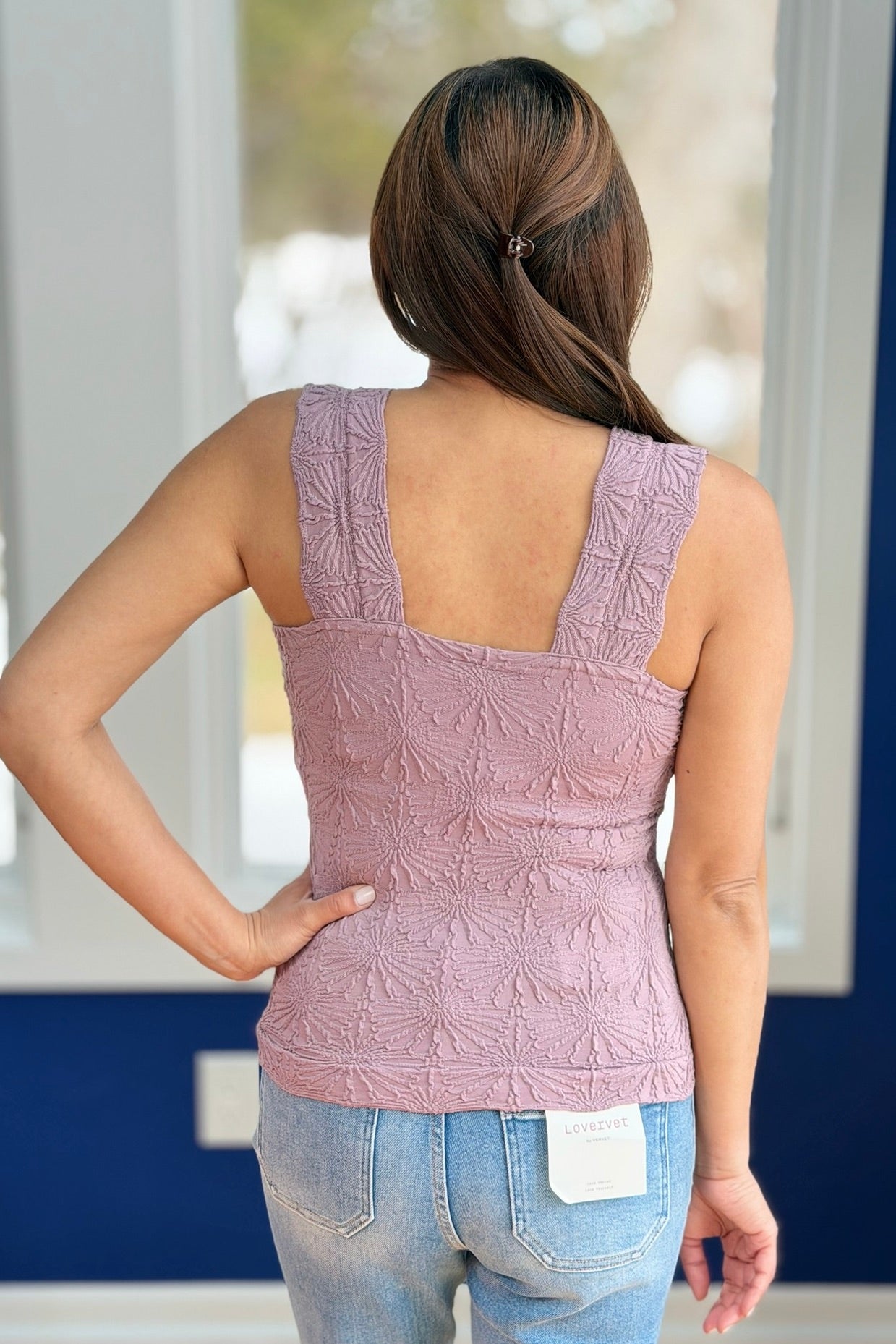 Flowers Jacquard Fitted Tank - Purple