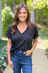 Zoie Rolled Sleeve Tee - Black
