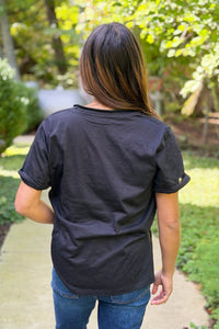 Zoie Rolled Sleeve Tee - Black