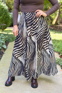 Zebra Print Maxi Skirt - Black
