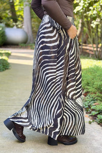 Zebra Print Maxi Skirt - Brown
