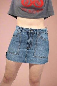 Mid Waisted Mini Skirt - Dark Wash