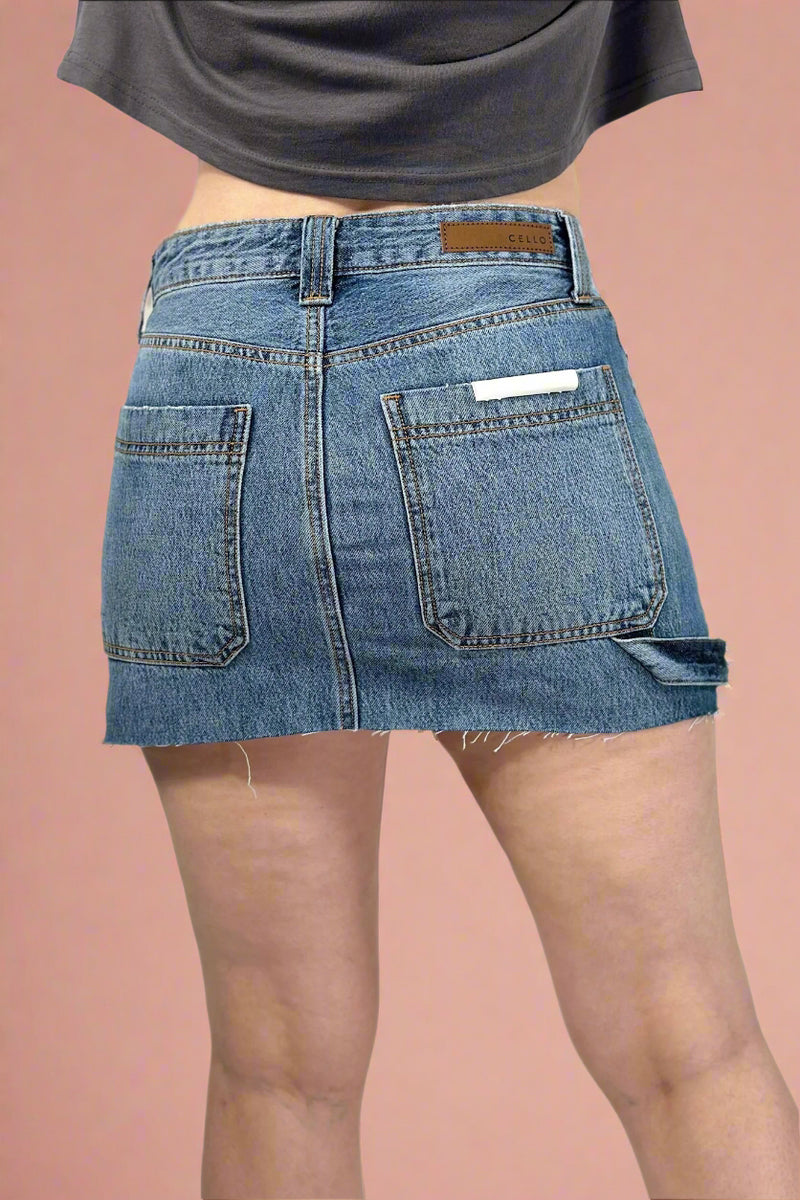 Mid Waisted Mini Skirt - Dark Wash