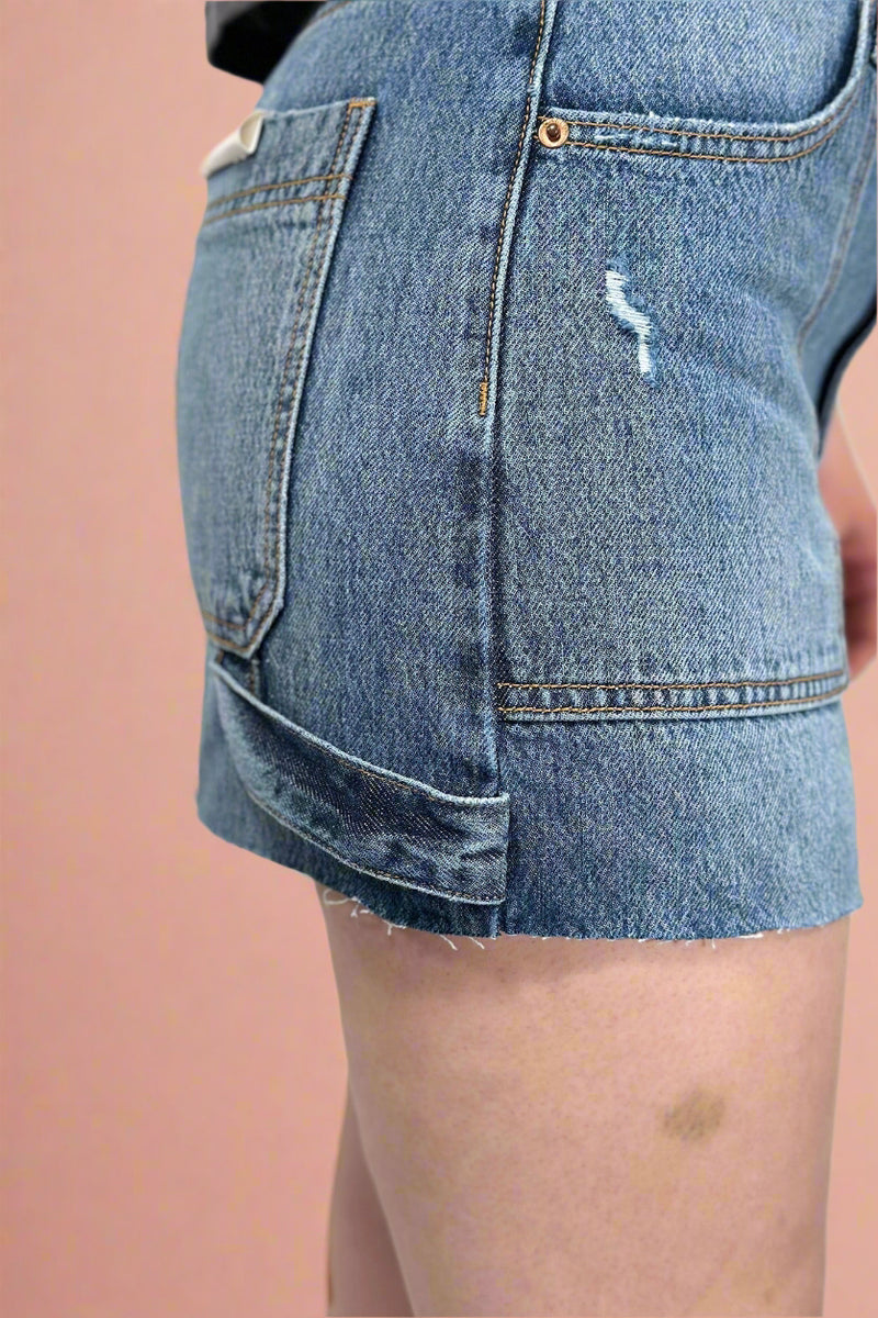 Mid Waisted Mini Skirt - Dark Wash