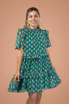 Abstract Ruffle Dress - Green