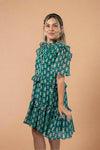Abstract Ruffle Dress - Green