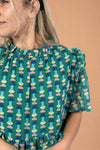 Abstract Ruffle Dress - Green