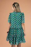 Abstract Ruffle Dress - Green