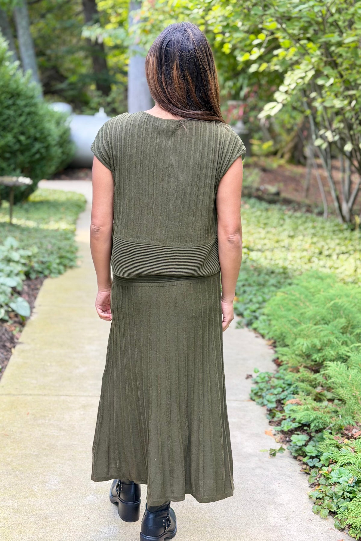 Cap Sleeve Wide Waistband Dress - Olive