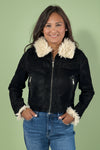 Maverick Shearling Aviator Jacket - Black