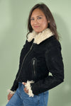 Maverick Shearling Aviator Jacket - Black