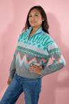 Mock Neck Half Zip Sweater - Grey