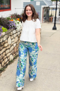 Willa Floral Jacquard Wide Leg Pants