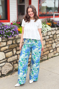 Willa Floral Jacquard Wide Leg Pants
