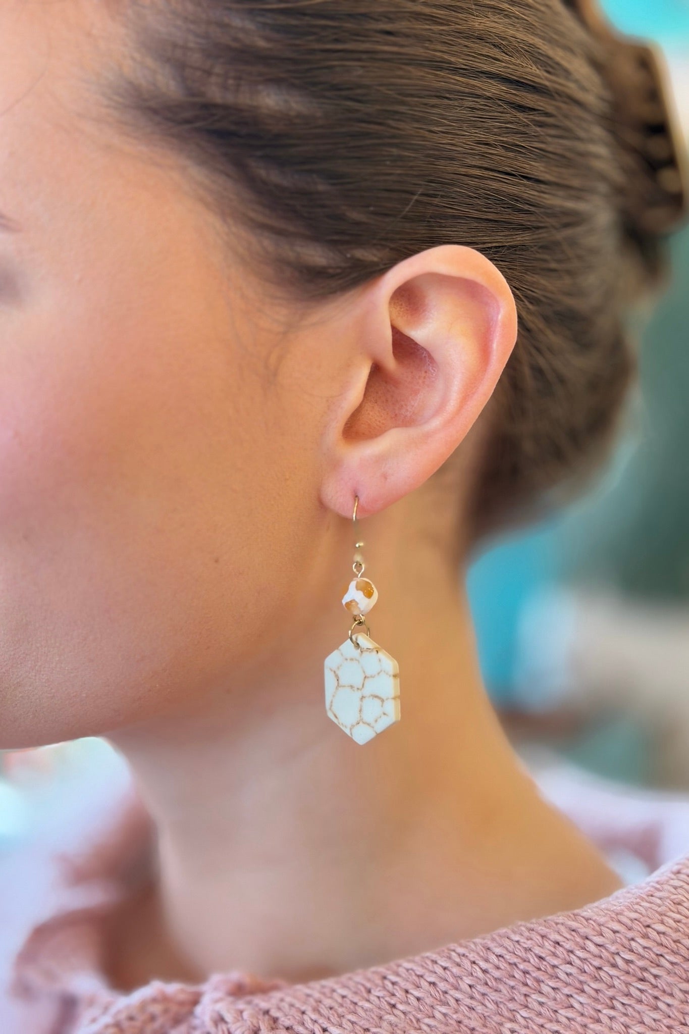 Mosaic Paving Earrings - Hexagon