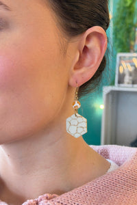 Mosaic Paving Earrings - Hexagon