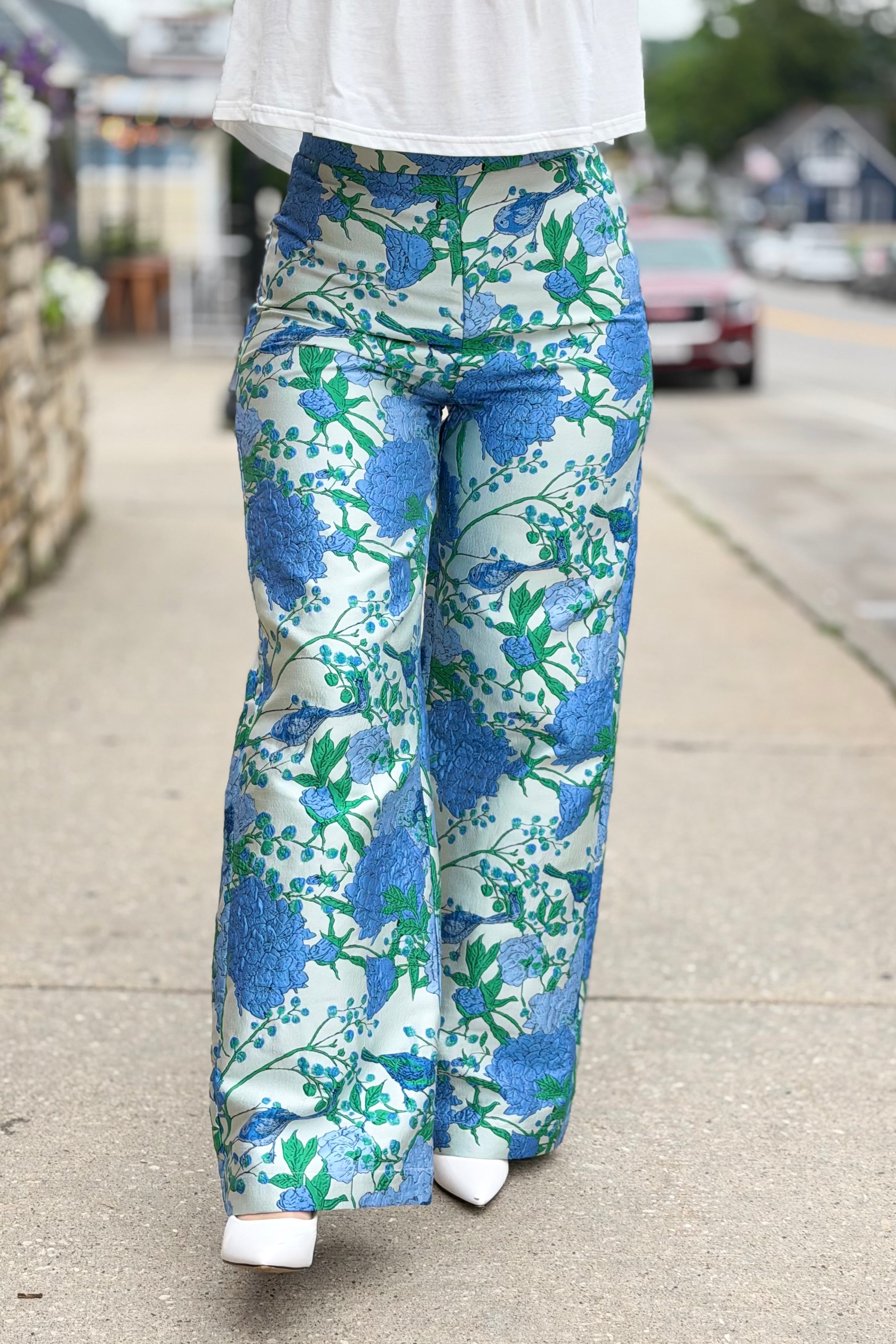 Willa Floral Jacquard Wide Leg Pants