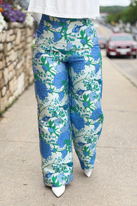 Willa Floral Jacquard Wide Leg Pants