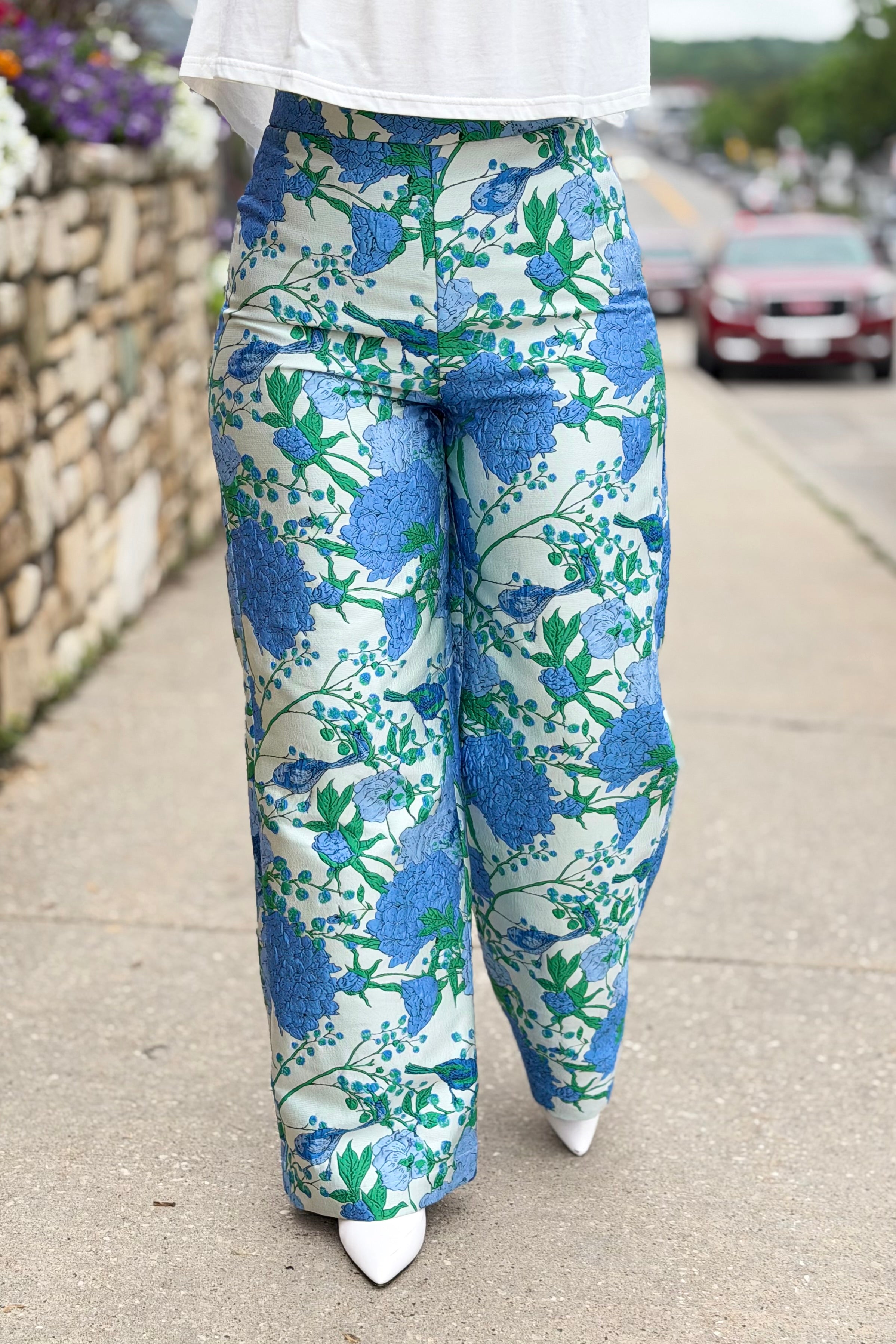 Willa Floral Jacquard Wide Leg Pants