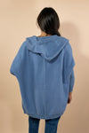 Exposed Seam Hooded Cardigan - Blue