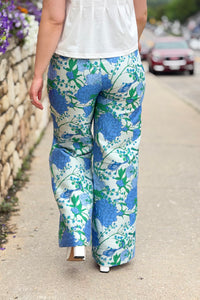 Willa Floral Jacquard Wide Leg Pants