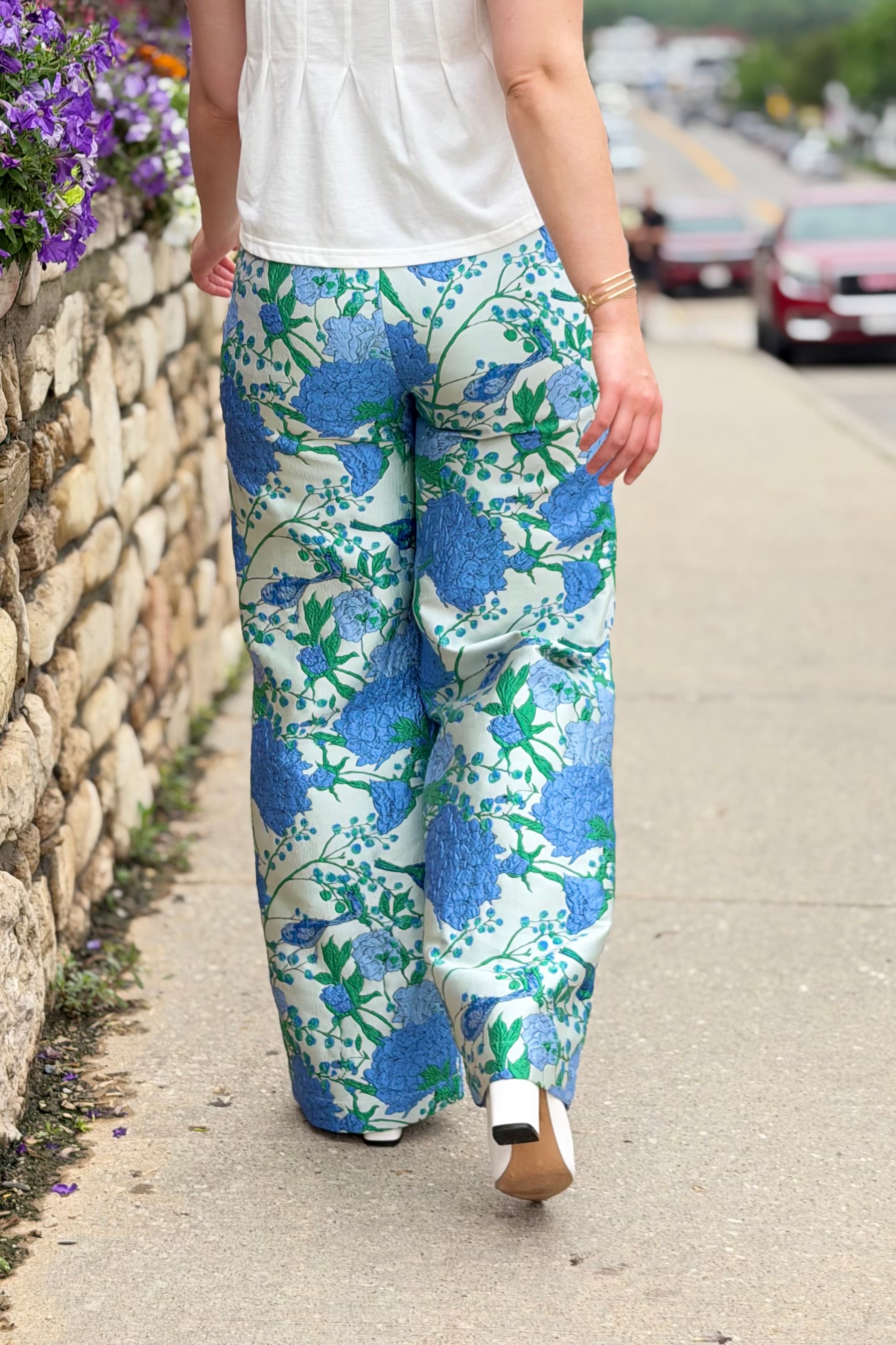 Willa Floral Jacquard Wide Leg Pants