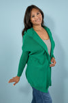 Exposed Seam Hooded Cardigan - Green
