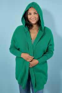 Exposed Seam Hooded Cardigan - Green