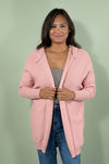 Exposed Seam Hooded Cardigan - Pink