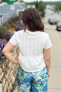 Pleated Swing Tee Top - White
