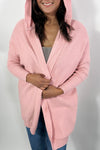 Exposed Seam Hooded Cardigan - Pink