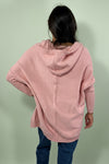 Exposed Seam Hooded Cardigan - Pink