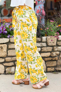 Paperbag Floral Pants - Yellow