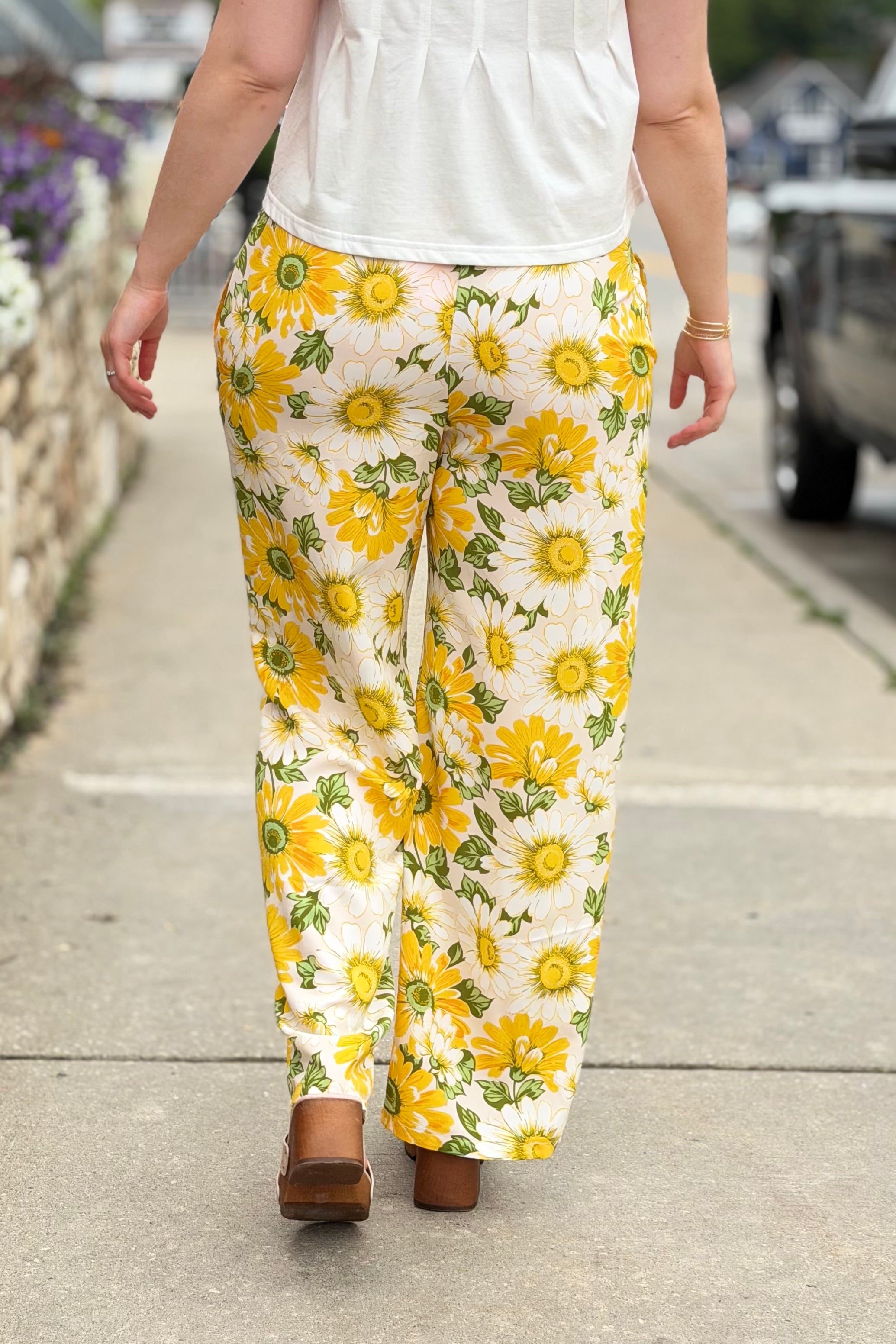 Paperbag Floral Pants - Yellow