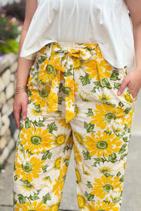 Paperbag Floral Pants - Yellow