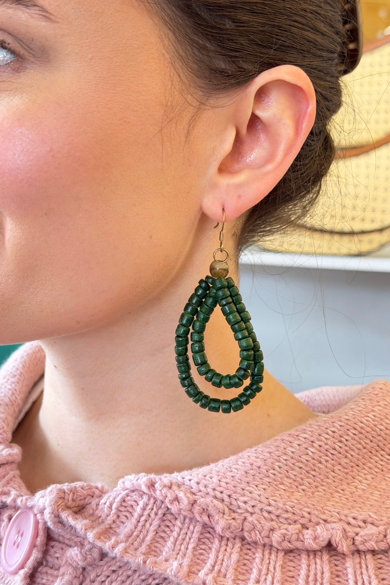 Cocos Beaded Earrings - Green